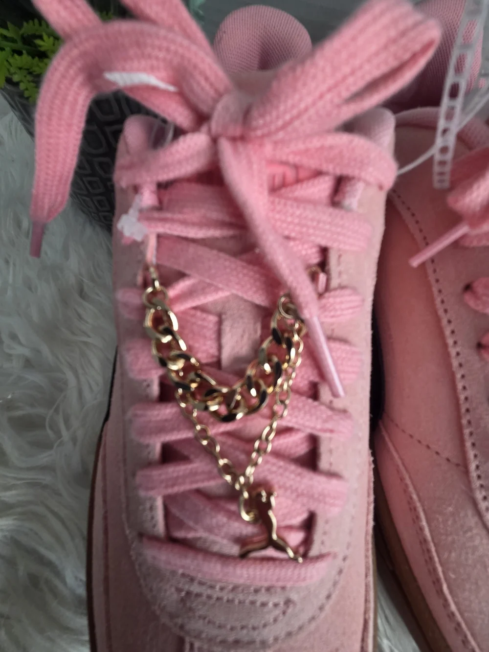 Puma Pink Suede Sneakers with Black Formstripe and Brown Gum Sole
